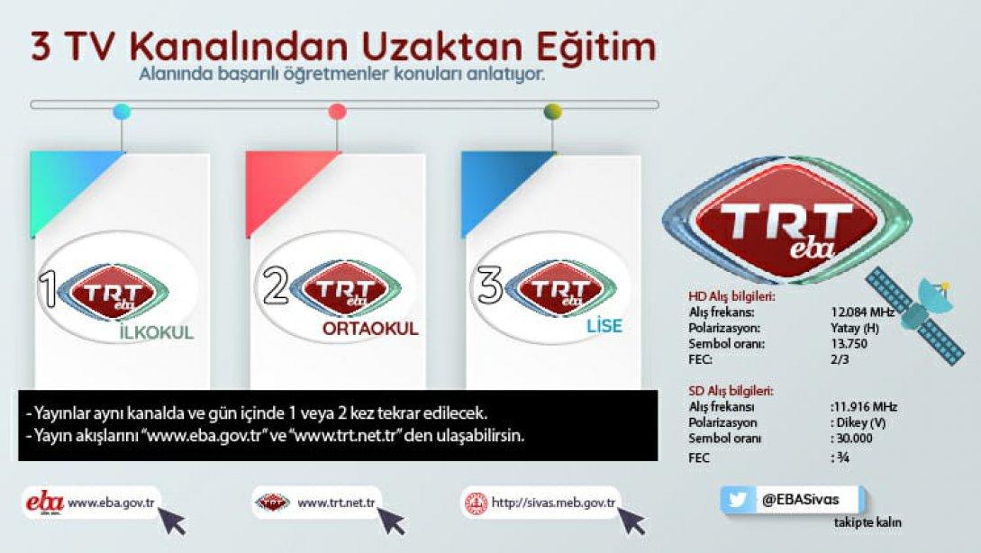 EBA ve TRT Uzaktan Eğitim Kanalları ve Ders Programları yayınlanmıştır.